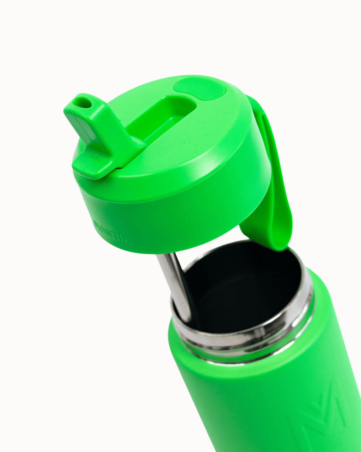 MontiiCo 700ml Fusion Drink Bottle in Apple,  showing lid and straw