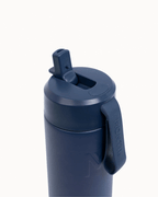 MontiiCo 475ml Fusion Drink Bottle in Navy, lid removed showing the sipper straw