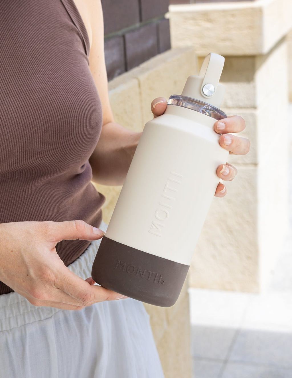 MontiiCo 1L Quench Drink Bottle - Cream